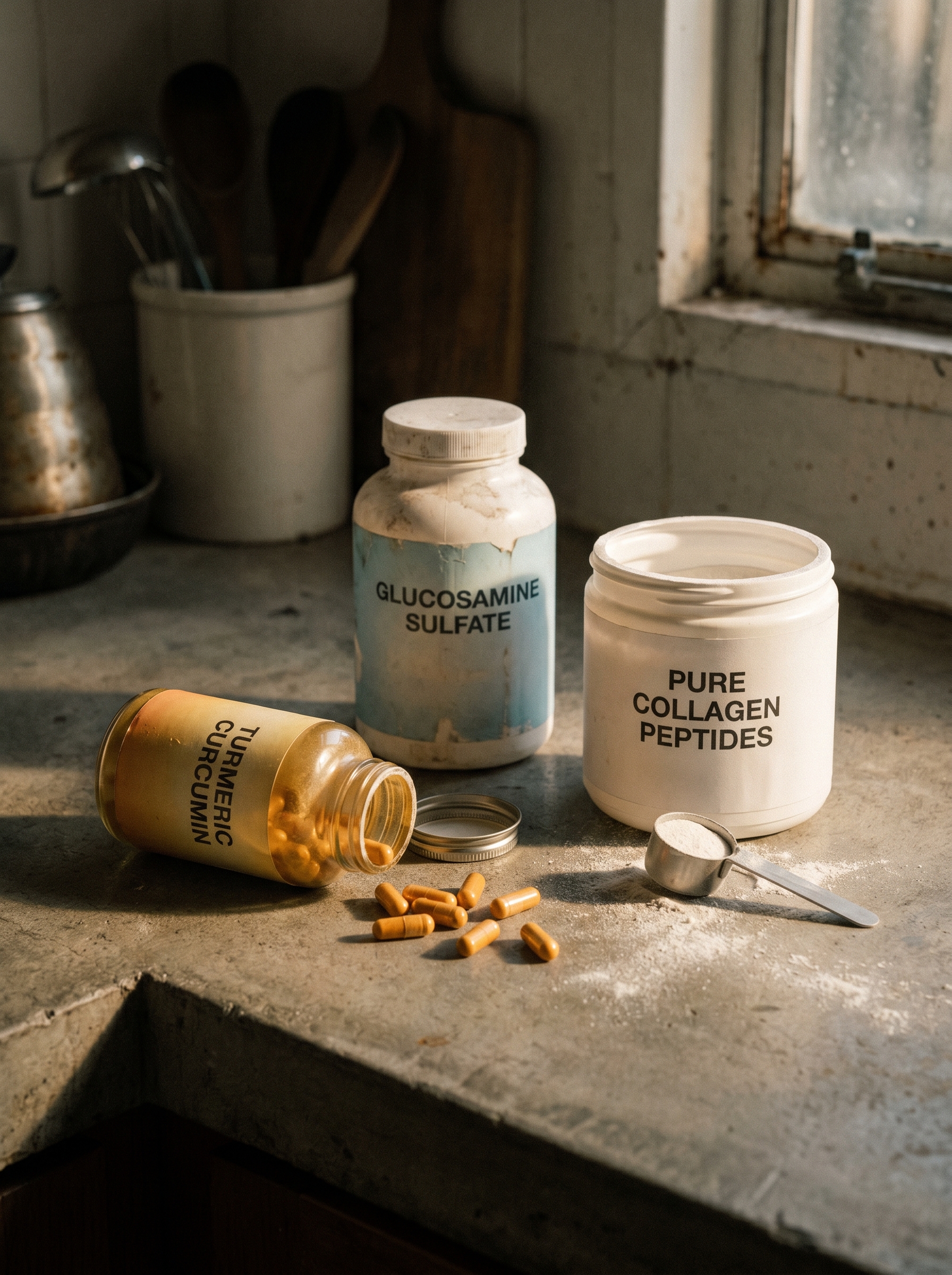 Turmeric, glucosamine, collagen supplements